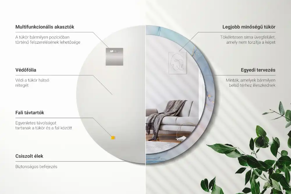 Round wall mirror decor Abstract fluid