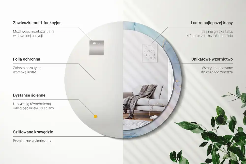 Round wall mirror decor Abstract fluid