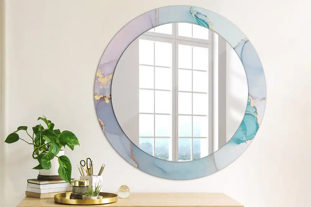 Round wall mirror decor Abstract fluid