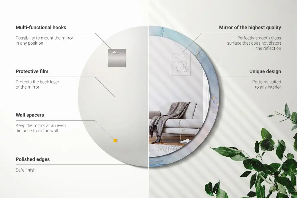 Round wall mirror decor Abstract fluid