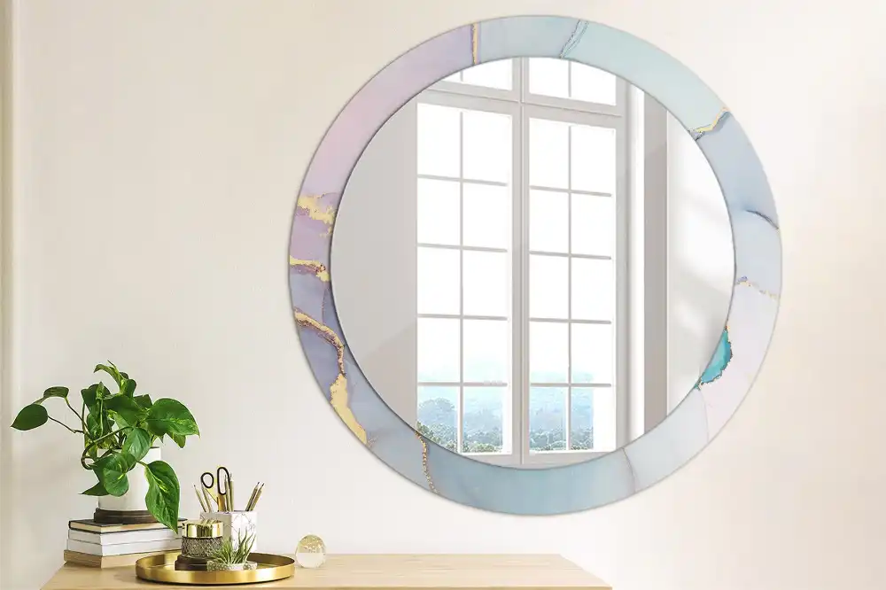 Round wall mirror decor Abstract fluid