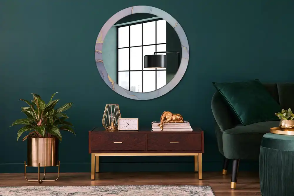 Round wall mirror decor Abstract fluid