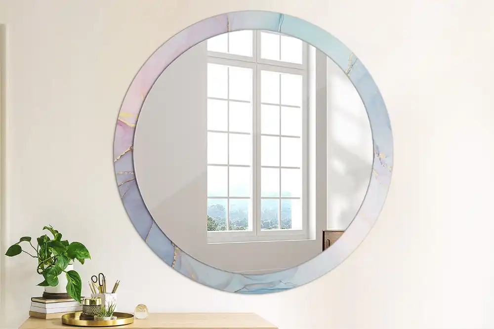Round wall mirror decor Abstract fluid