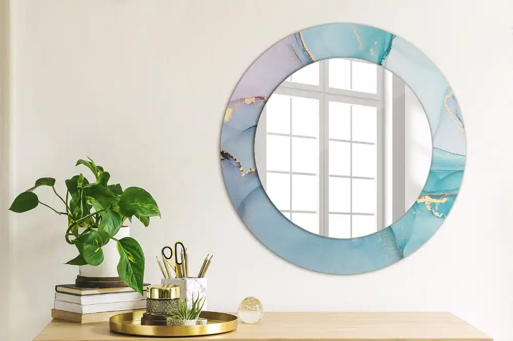Round wall mirror decor Abstract fluid