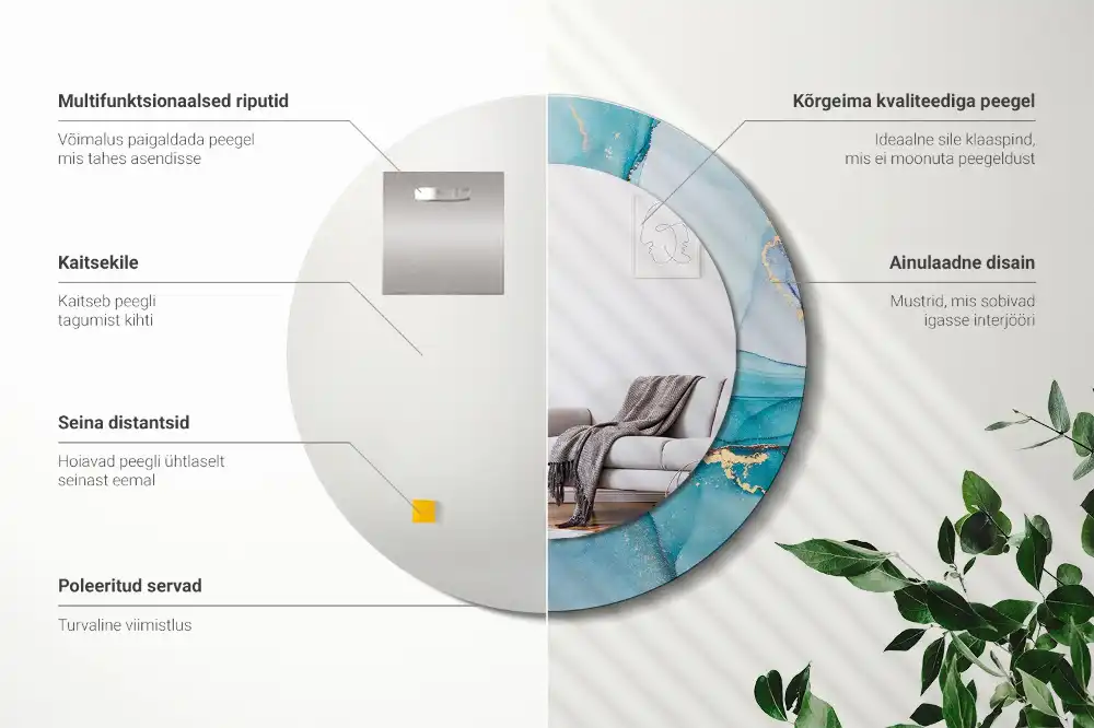 Round wall mirror decor Abstract fluid