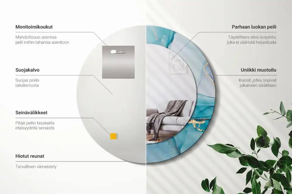 Round wall mirror decor Abstract fluid