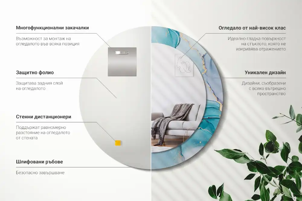 Round wall mirror decor Abstract fluid