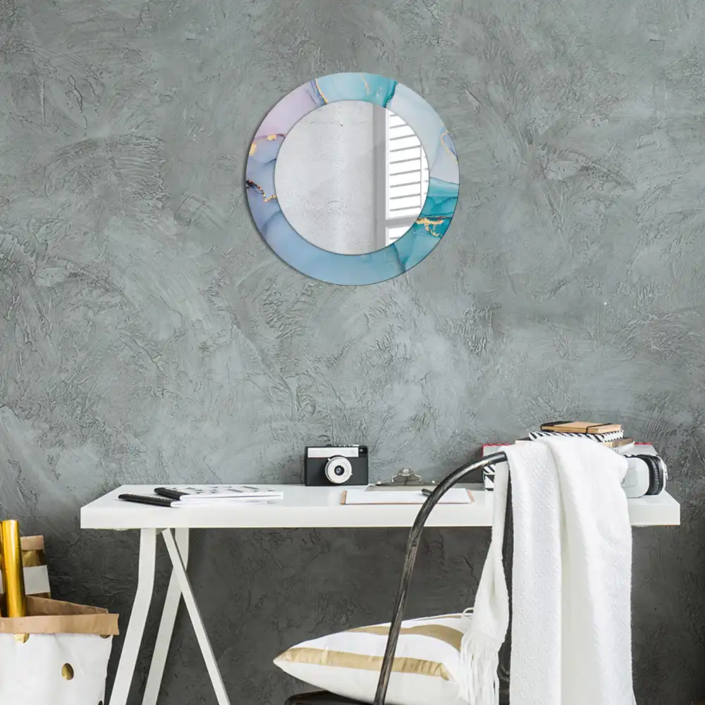 Round wall mirror decor Abstract fluid