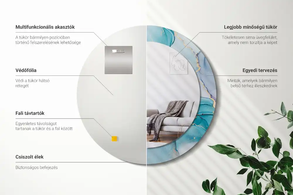 Round wall mirror decor Abstract fluid