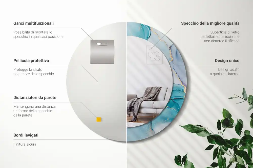 Round wall mirror decor Abstract fluid