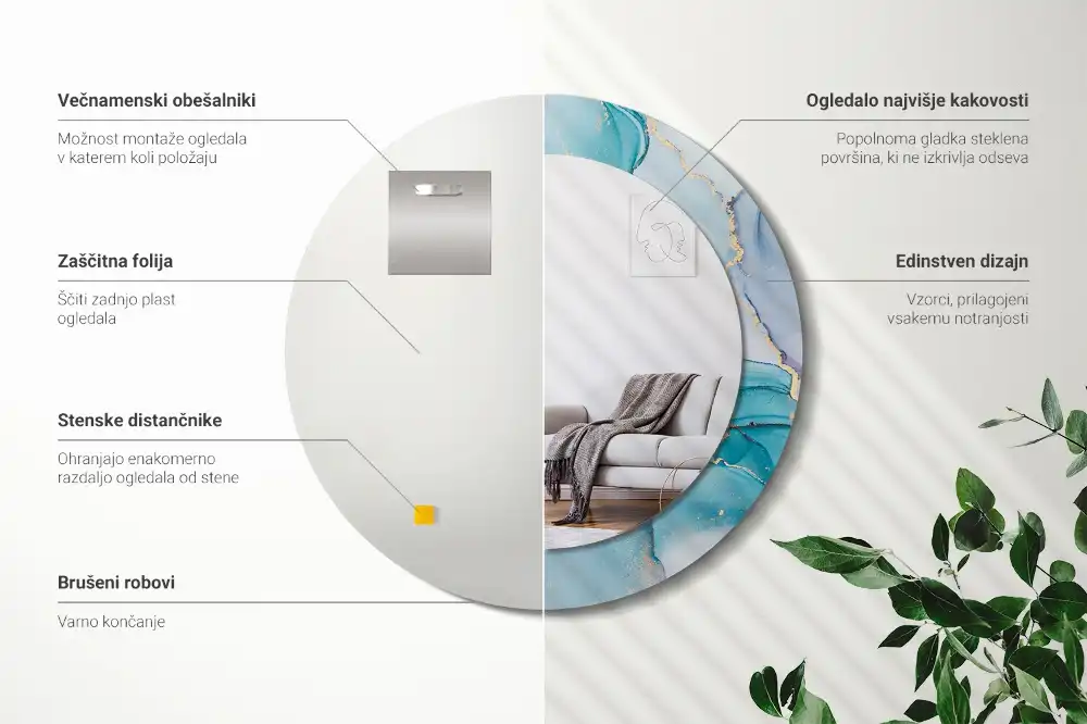 Round wall mirror decor Abstract fluid