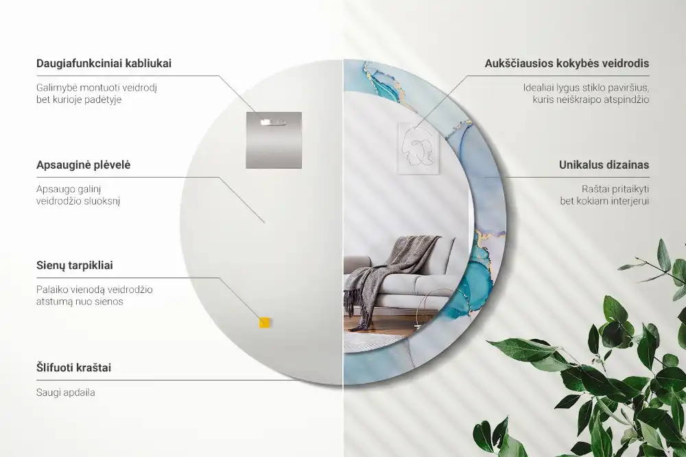 Round wall mirror decor Abstract fluid