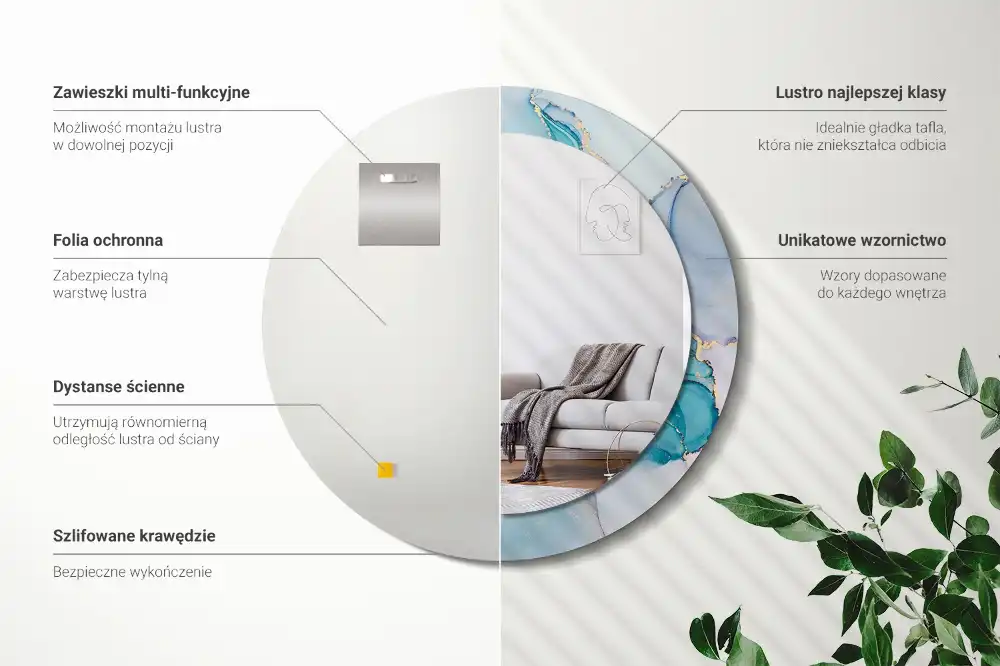 Round wall mirror decor Abstract fluid