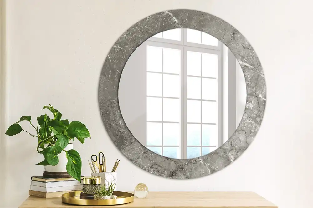 Round wall mirror decor Rustic marble