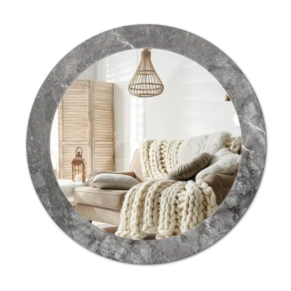 Round wall mirror decor Rustic marble
