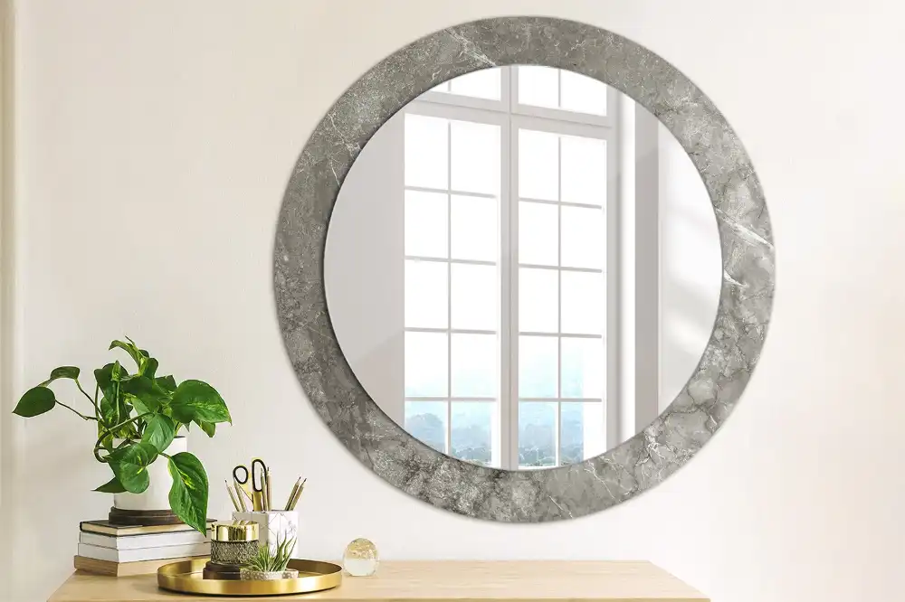 Round wall mirror decor Rustic marble