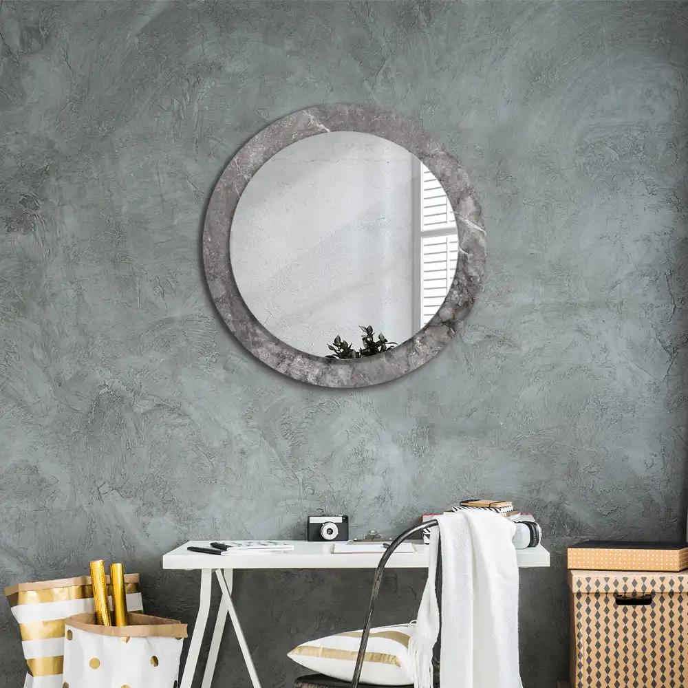 Round wall mirror decor Rustic marble