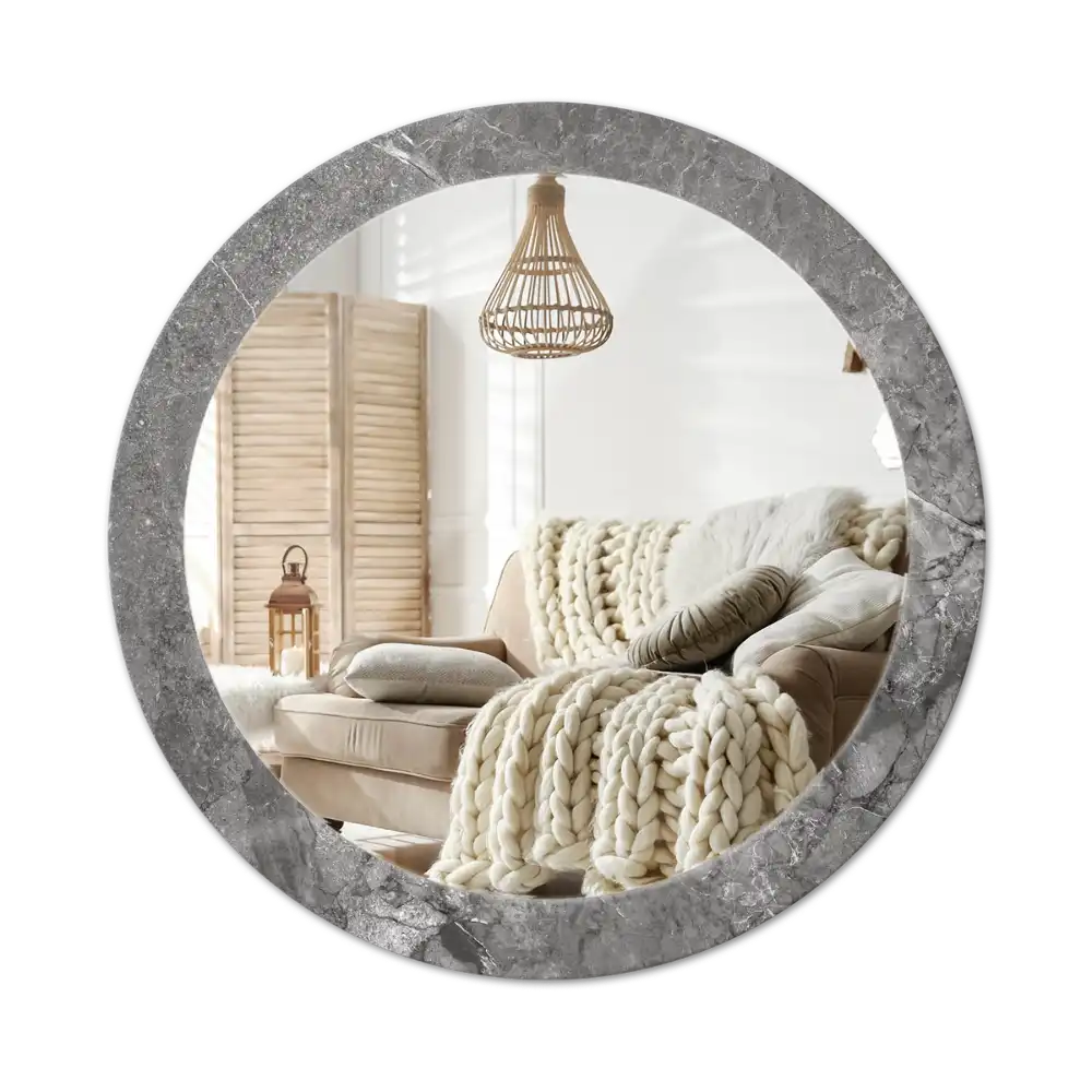 Round wall mirror decor Rustic marble