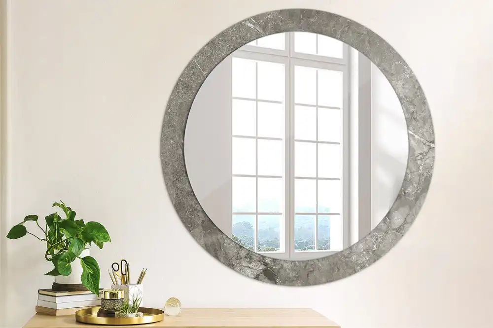 Round wall mirror decor Rustic marble