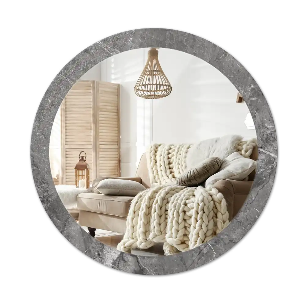 Round wall mirror decor Rustic marble