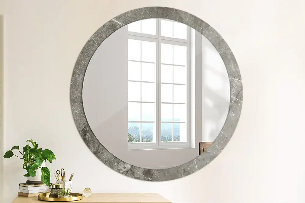Round wall mirror decor Rustic marble