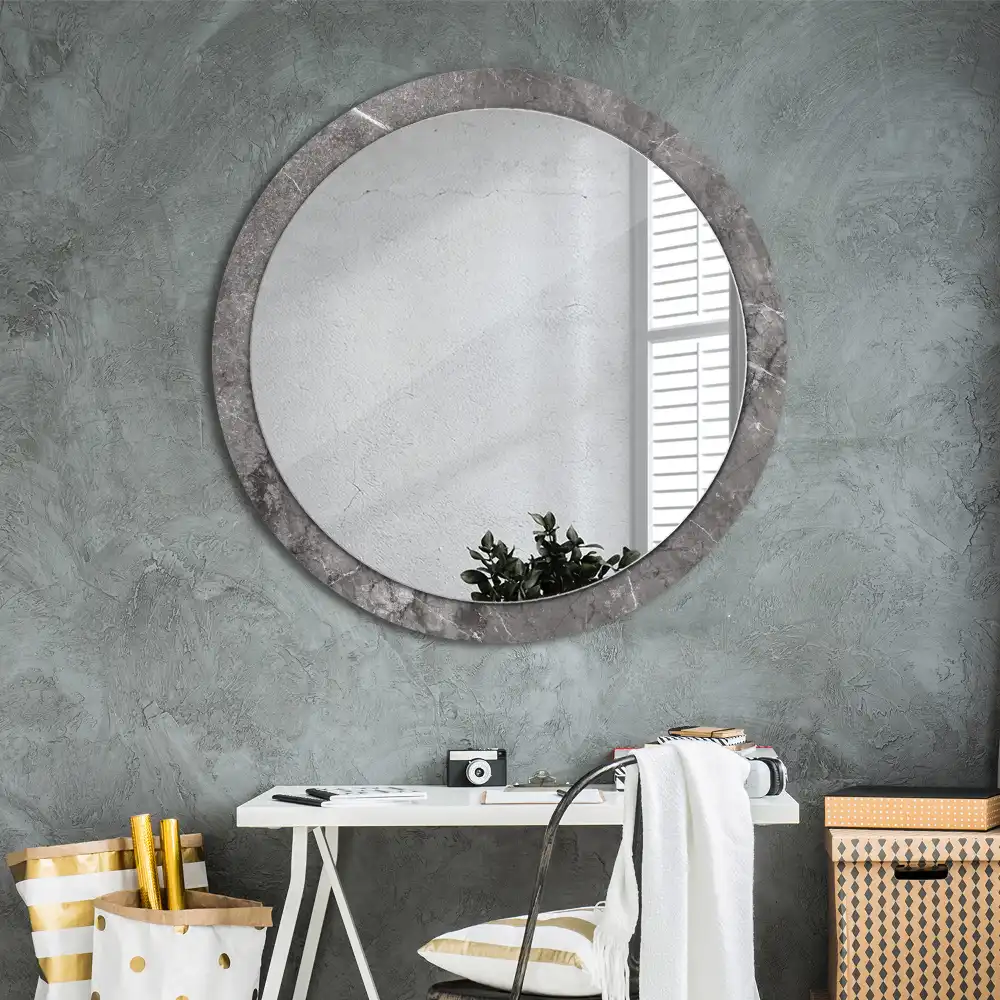 Round wall mirror decor Rustic marble