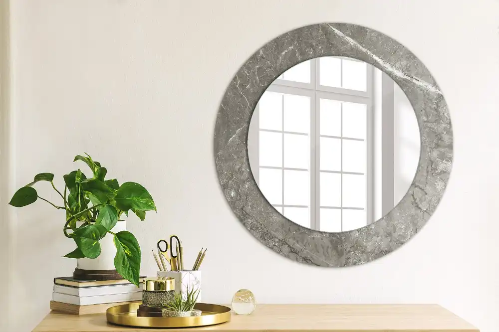 Round wall mirror decor Rustic marble