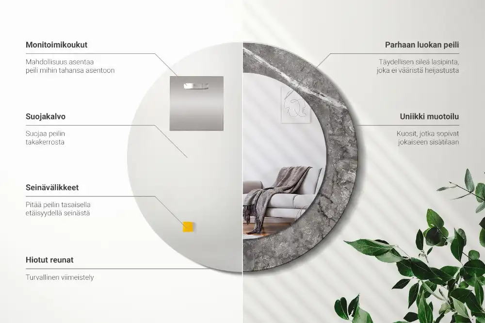 Round wall mirror decor Rustic marble