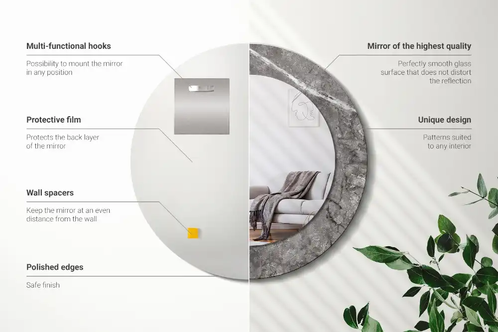 Round wall mirror decor Rustic marble