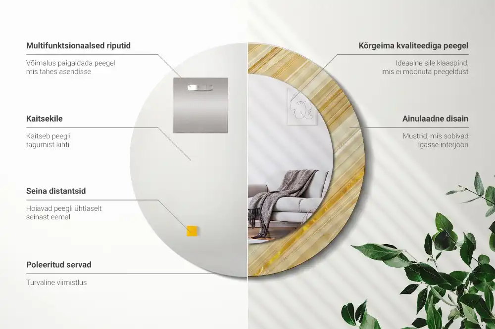 Round printed mirror Abstract pattern