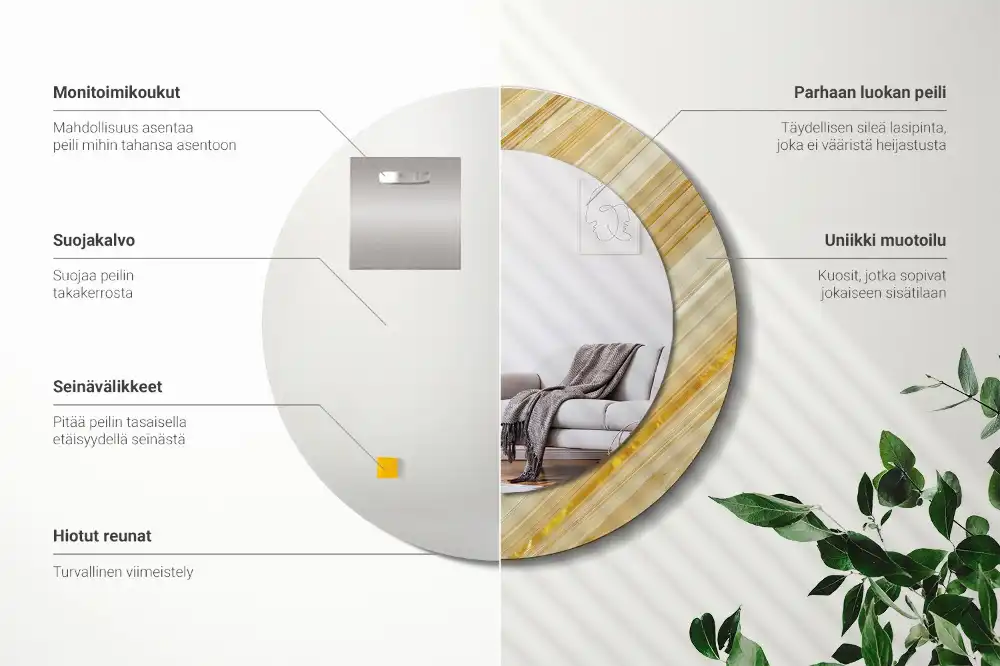 Round printed mirror Abstract pattern