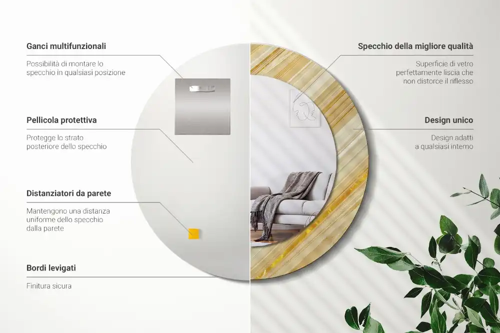 Round printed mirror Abstract pattern