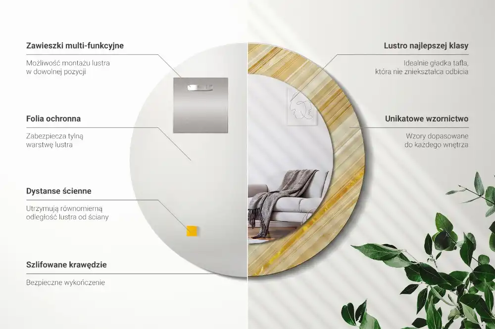 Round printed mirror Abstract pattern