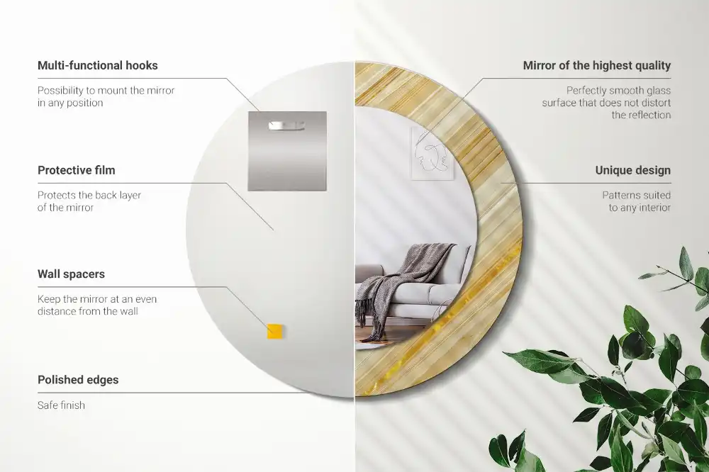 Round printed mirror Abstract pattern