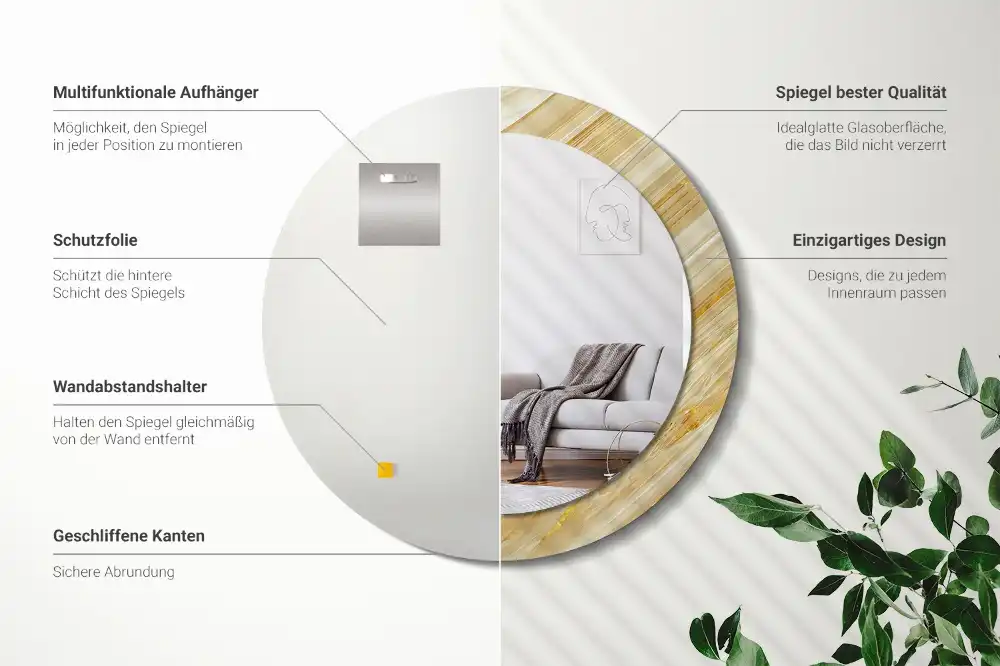 Round printed mirror Abstract pattern