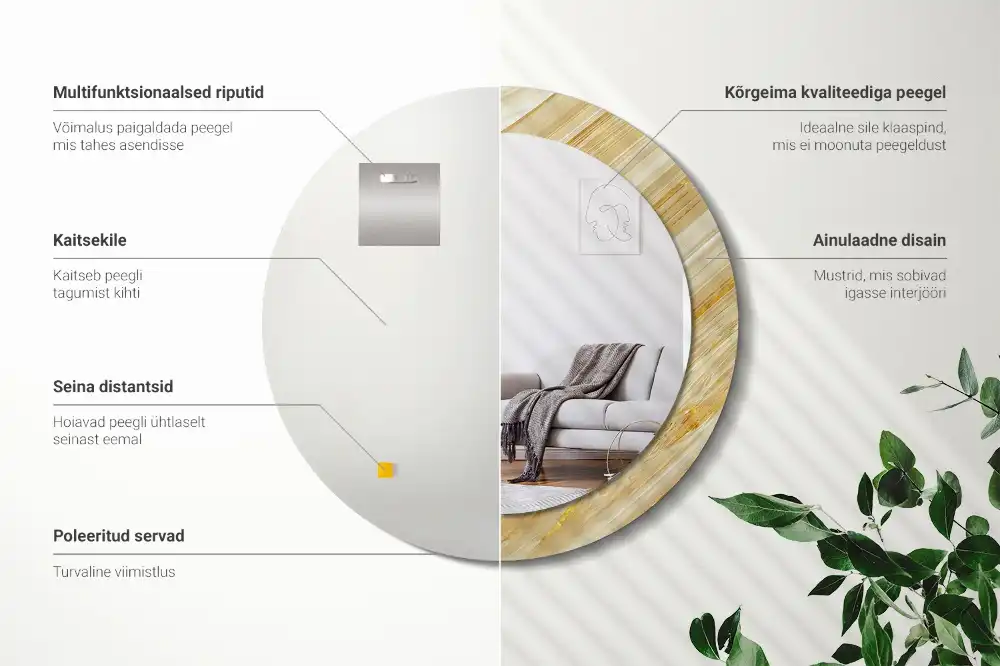 Round printed mirror Abstract pattern