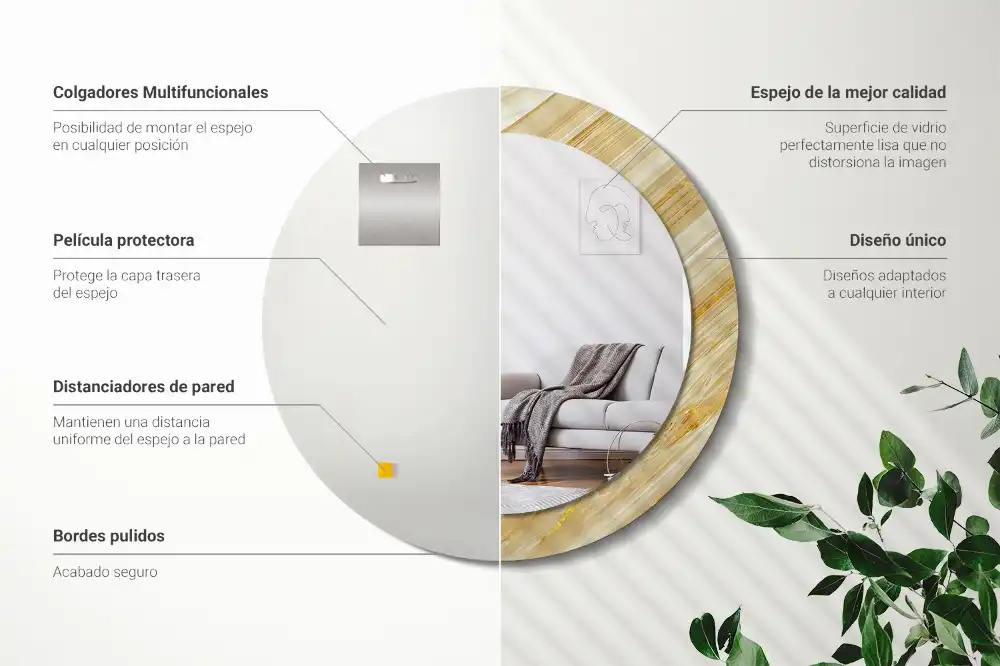 Round printed mirror Abstract pattern