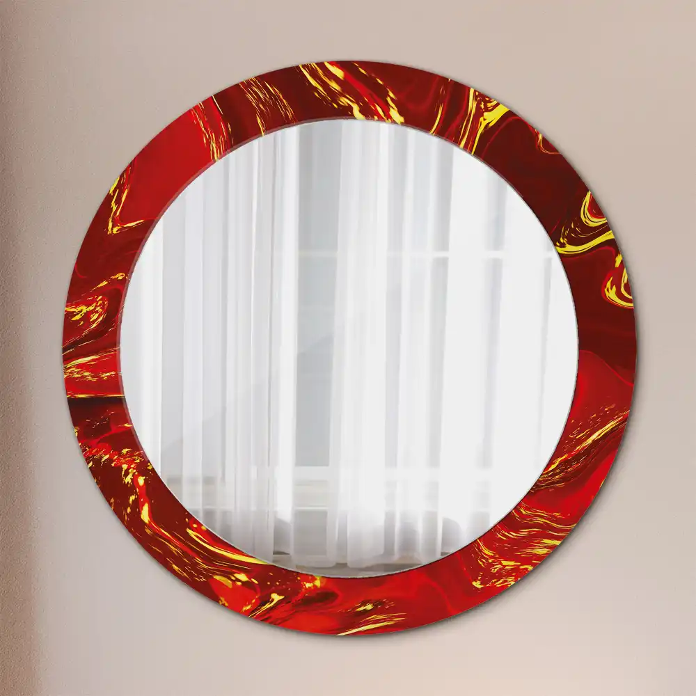 Round wall mirror decor Red marble