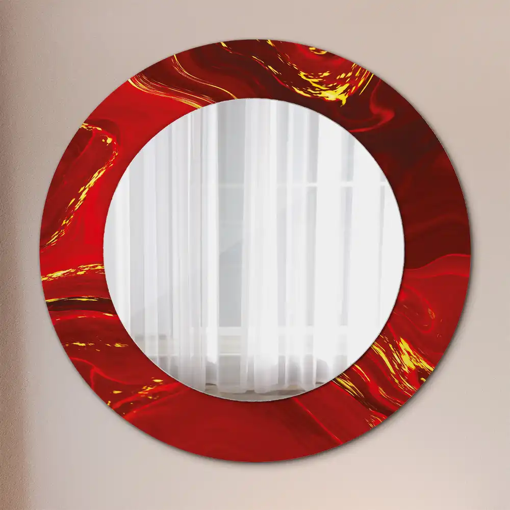 Round wall mirror decor Red marble