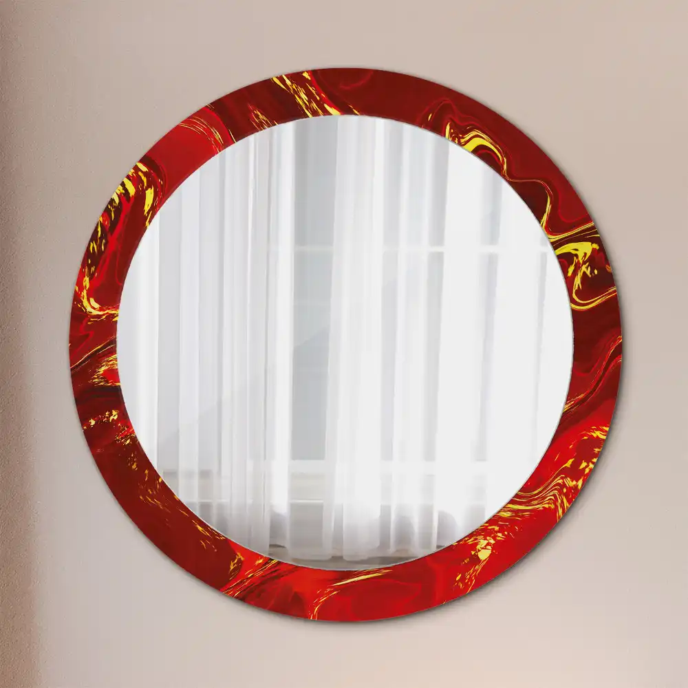 Round wall mirror decor Red marble