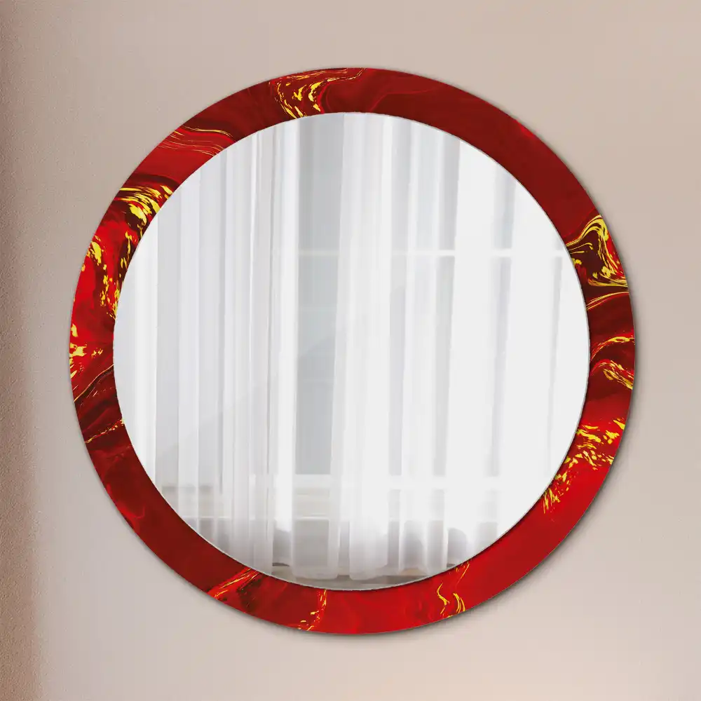 Round wall mirror decor Red marble