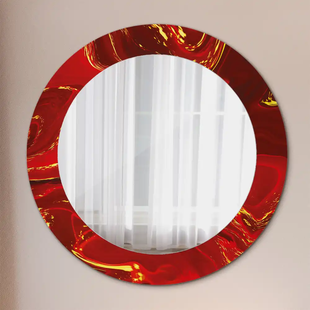 Round wall mirror decor Red marble