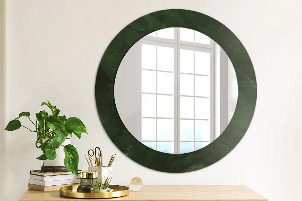 Round wall mirror decor Green marble