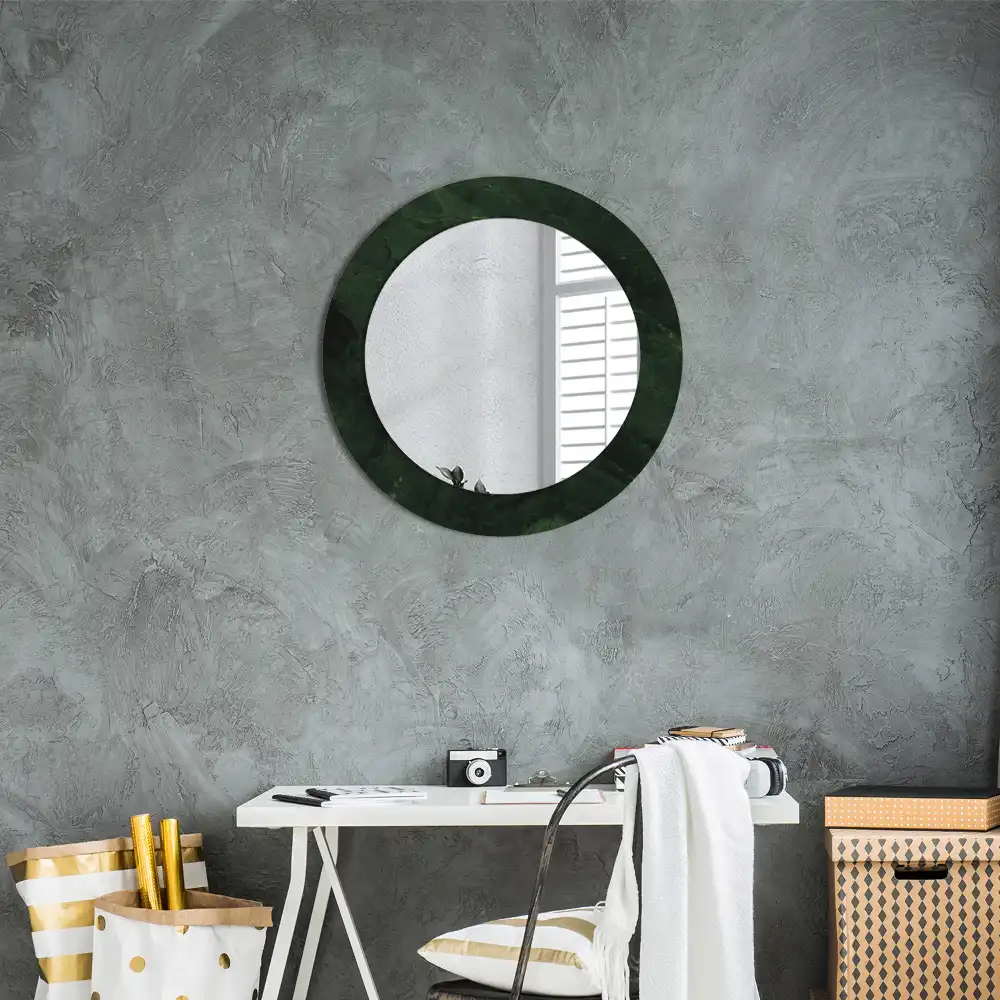 Round wall mirror decor Green marble