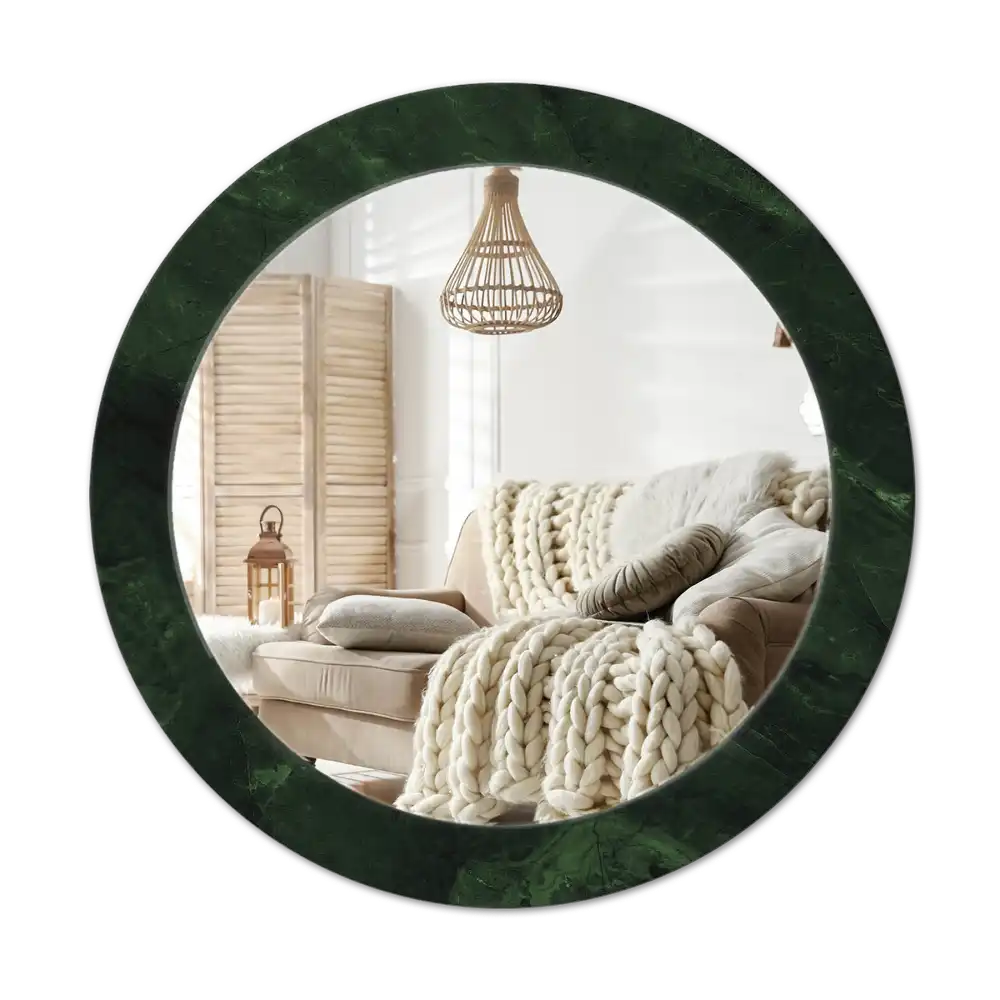 Round wall mirror decor Green marble