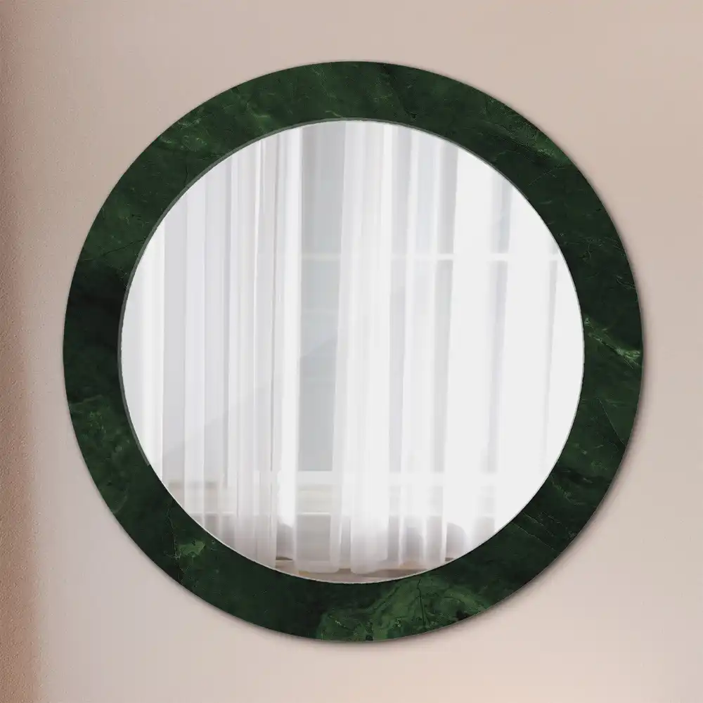 Round wall mirror decor Green marble