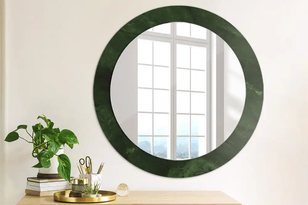 Round wall mirror decor Green marble