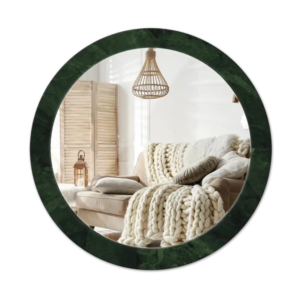 Round wall mirror decor Green marble