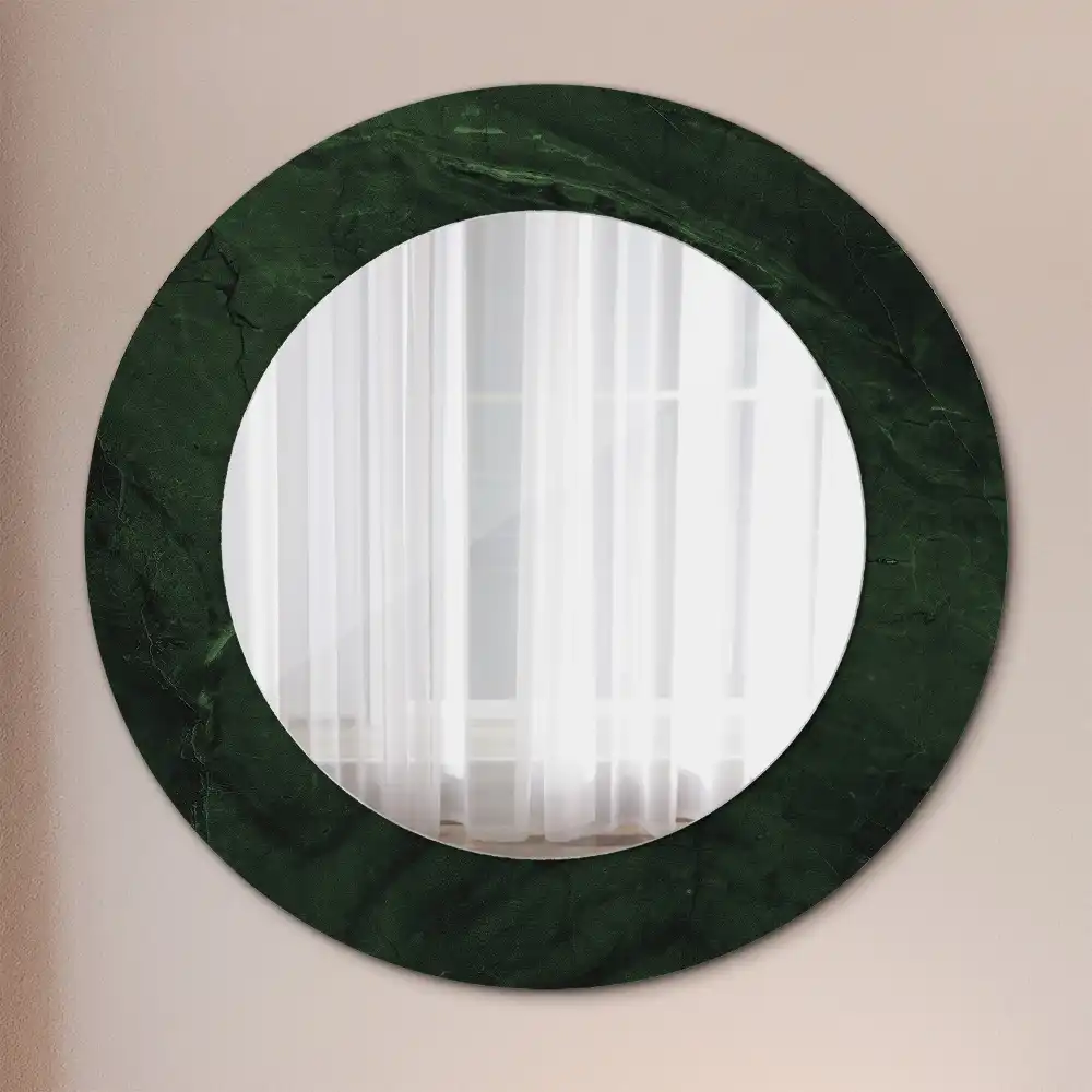 Round wall mirror decor Green marble