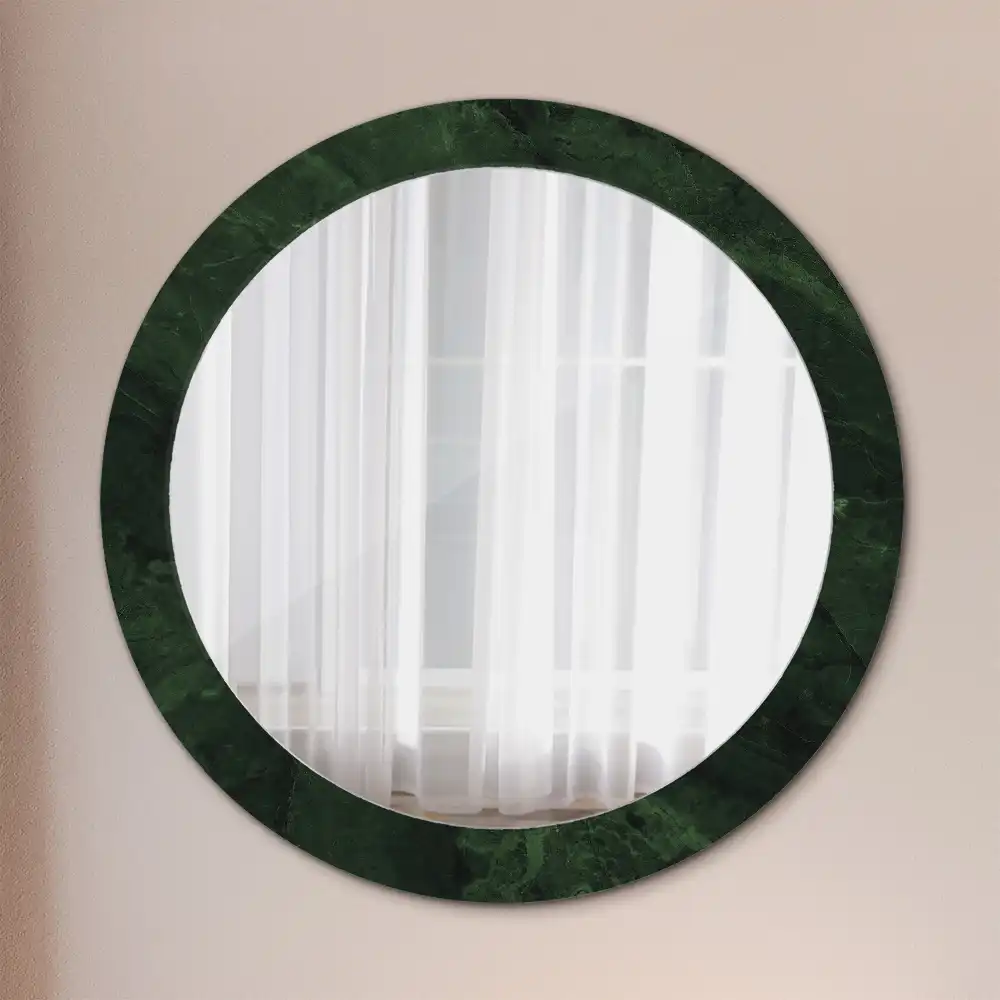 Round wall mirror decor Green marble